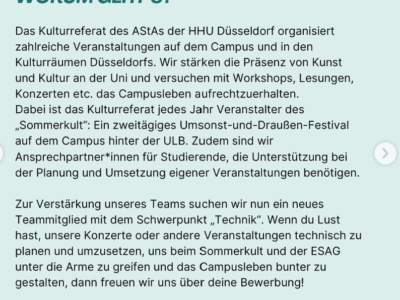 Technikstelle im Kulturreferat des AStAs der HHU