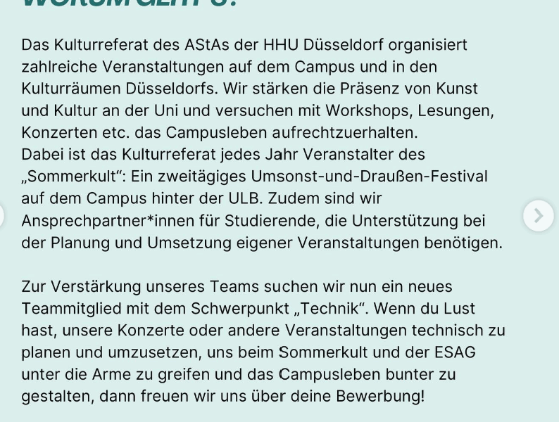 Technikstelle im Kulturreferat des AStAs der HHU