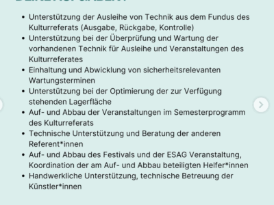 Technikstelle im Kulturreferat des AStAs der HHU