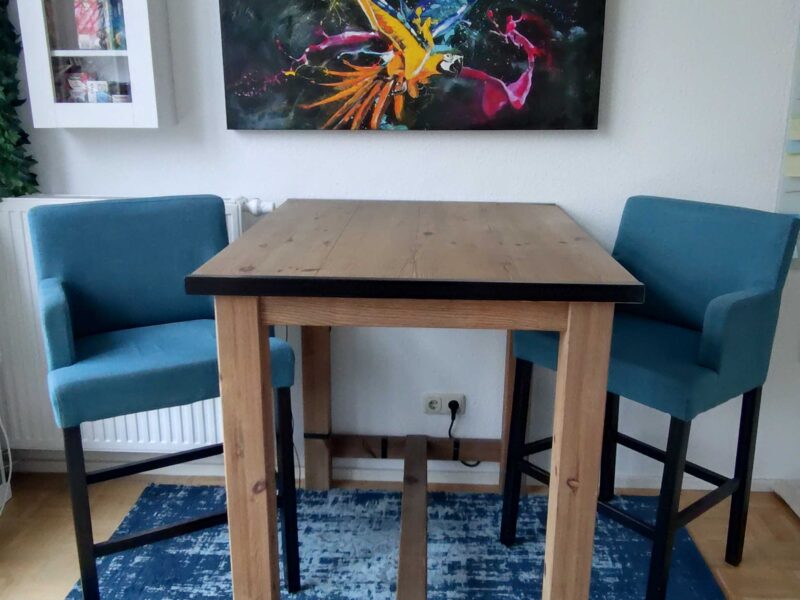 2 Barstühle in türkis-petrol zu verschenken